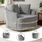 Fauteuil pivotant tonneau surdimensionné de 43 W en velours côtelé moelleux avec accoudoirs encastrés