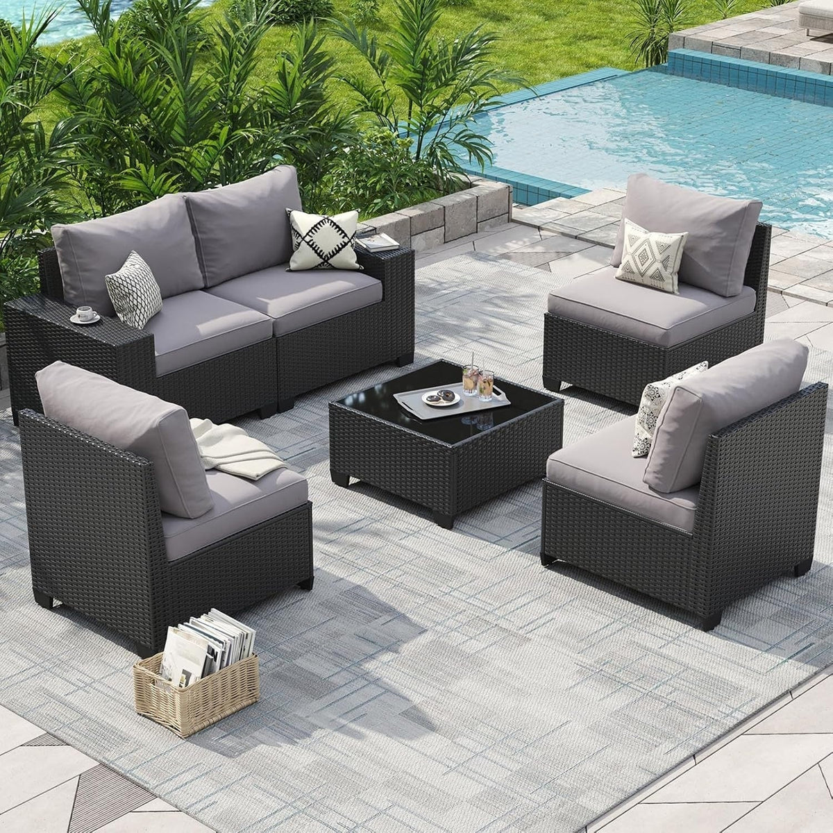 Ensemble de mobilier de terrasse extérieur avec coussins épaissis de 10 cm
