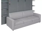 Queen-Murphy-Bett zum Herunterklappen mit Sofa, Schrankbett in Queensize zum Falten mit Bücherregal und Einlegeböden für Gästezimmer oder Büro