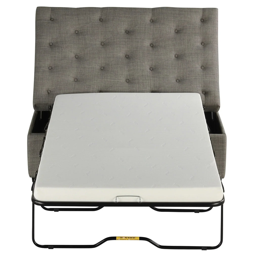 Klappbares Schlafsofa, 49,6-Zoll-Hocker mit klappbarem Schlafsofa, umwandelbarer Schlafhocker mit Memoryschaum-Matratze und getuftetem Design