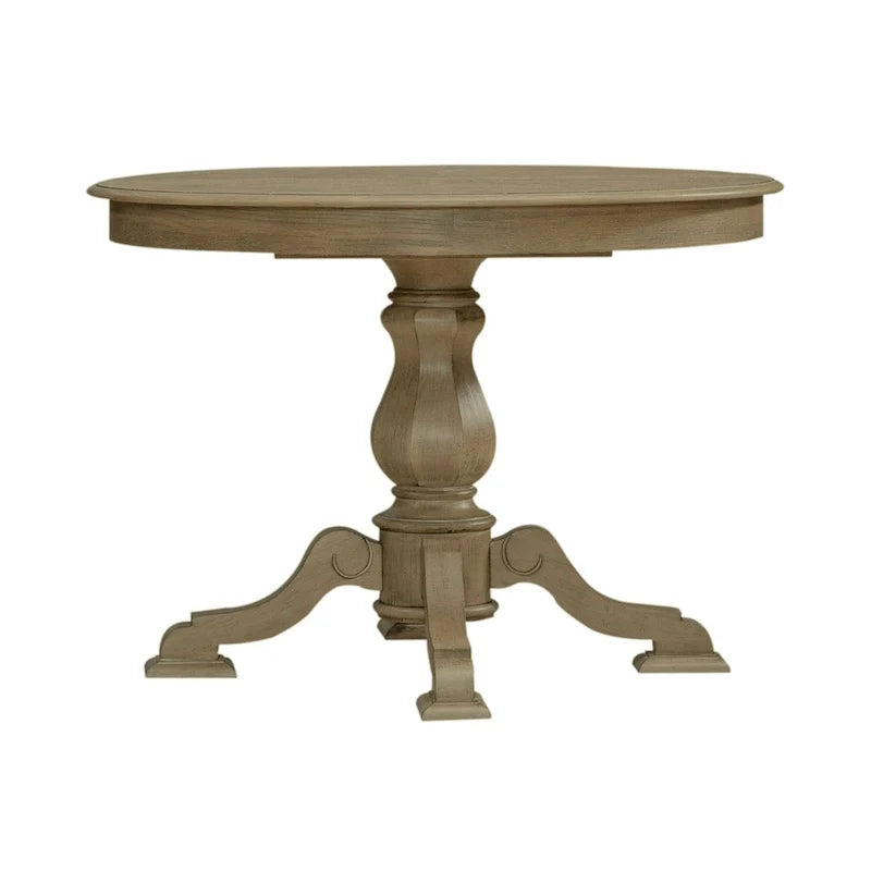 Mesa de jantar redonda com pé central Magnolia Manor e extensões - 2 acabamentos
