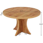 Mesa de jantar redonda Lantine de 47.24 polegadas para 4-6 pessoas, mesa de cozinha estilo quinta com base de pedestal, mesa de jantar pequena para sala de jantar ou sala de estar, castanha