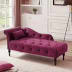 Moderne chaise longue van 60,6 inch met fluwelen bekleding, gecapitonneerde knopen, massief houten poten en sierspijkers