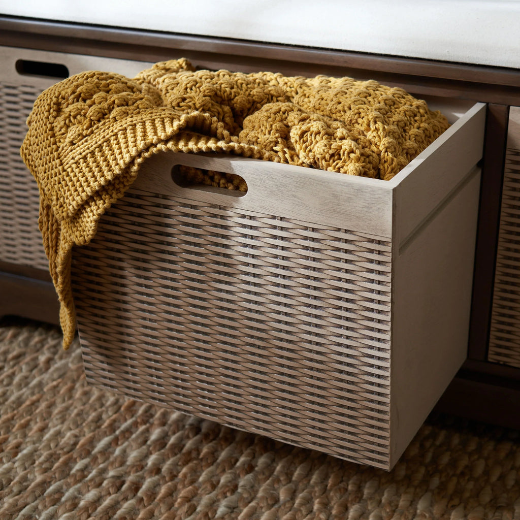 Úložná lavice SAFAVIEH Fiorello se 3 zásuvkami a polstrováním - 47.3 W x 15 L x 19 H - 47Wx15Dx19H