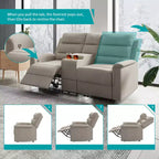 Beige-graues Relaxsofa aus Tech-Gewebe, 2-Sitzer, mit verstellbarer Rückenlehne und Fußstütze