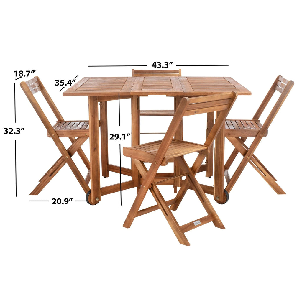 SAFAVIEH Outdoor Brandy 5dílná sestava venkovního jídelního stolu - 43Wx35Dx29H