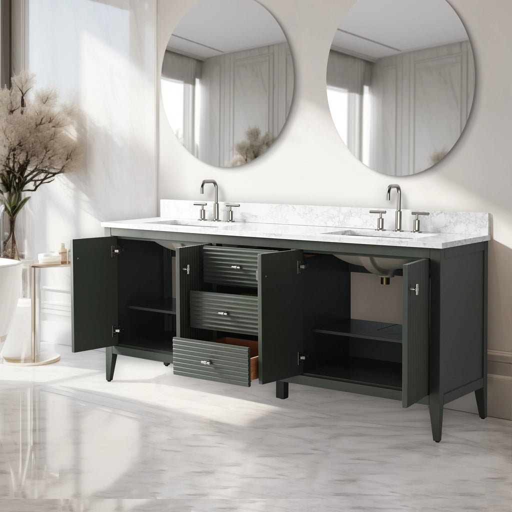 Mobile bagno Vanity Art 72 con doppio lavabo e piano in marmo composito