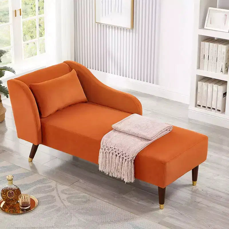 Moderner Samt-Chaiselongue-Sessel, gepolsterter Relaxsessel mit geschwungener Armlehne, Schlafsofa für Schlafzimmer, Büro oder Wohnzimmer