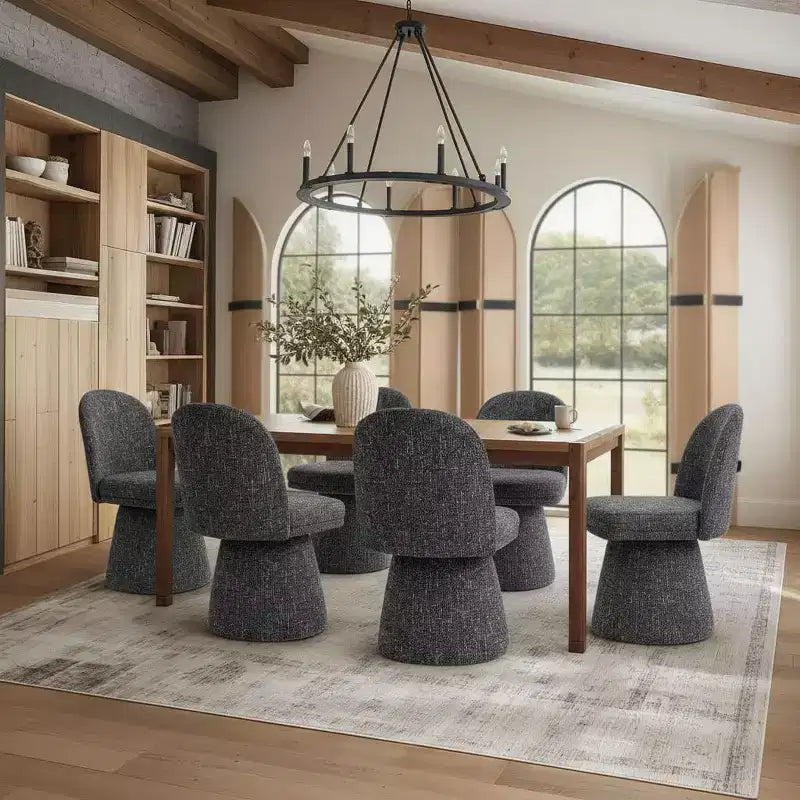 Ensemble de 6 chaises de salle à manger modernes pivotantes à 360°, sans accoudoirs, avec piètement de style piédestal, chaises d’appoint élégantes pour la cuisine, la salle à manger ou le bureau -Panipeachy