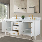 Mobile bagno Vanity Art 72 con doppio lavabo e piano in marmo composito