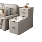 Tall 4-Drawer Stone Top Wooden L-Shaped Sofa End Table