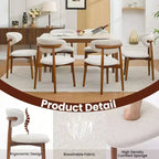 Zestaw 4 krzeseł do jadalni, tapicerowane krzesła w stylu mid-century modern, krzesła kuchenne w stylu wiejskim z wyściełanym siedziskiem z tkaniny i drewnianymi nogami, beżowe