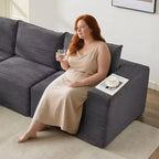 108 modernes Sofa, 3-Sitzer-Sofa in L-Form mit Polsterbezug und Kissen, Sofa mit tiefer Sitzfläche, keine Montage erforderlich