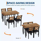 Ensemble table et chaises de cuisine à structure métallique en 5 pièces, avec design chanfreiné