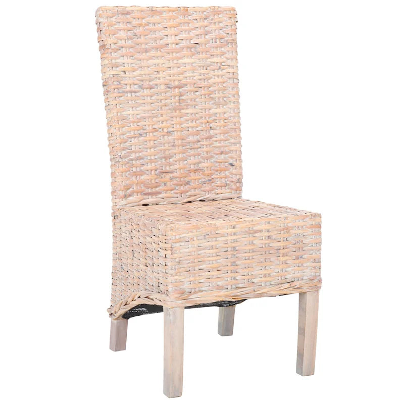 Conjunto de 2 cadeiras de jantar em vime natural 19W x 22D x 41H, estilo boho costeiro