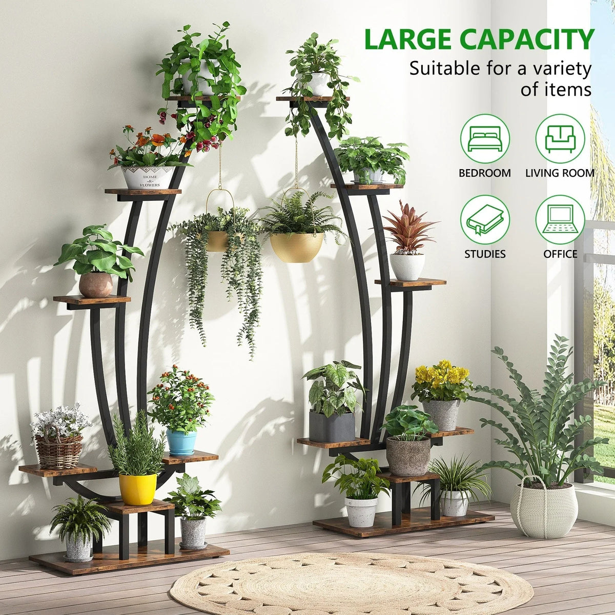 Zimmerpflanzenständer, 6-stöckiges Blumenregal für Haus und Garten – 2er-Set