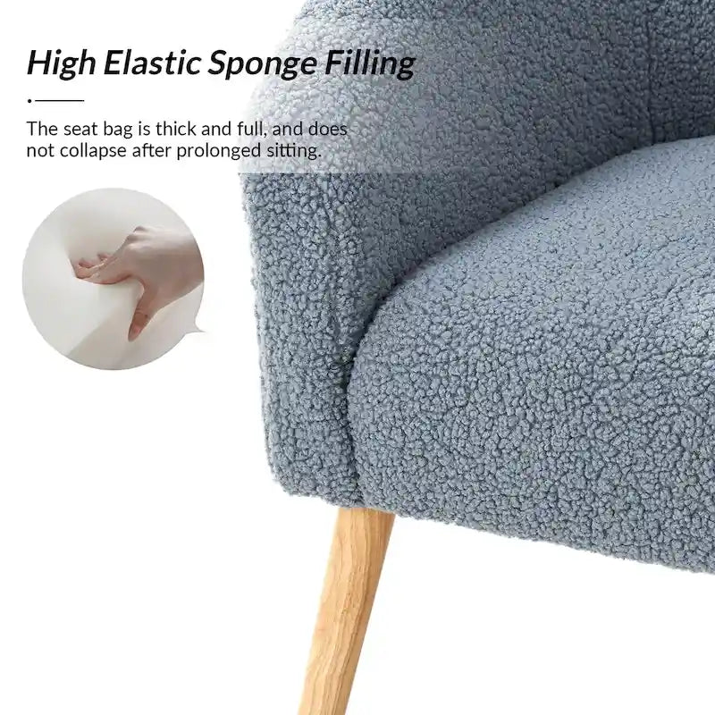 Nowoczesny fotel boucle Sheila 30 W z nogami z litego drewna, zestaw 2 szt., HULALA HOME