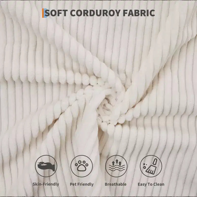 4-in-1-Schlafsofa, 79 Zoll rahmenlose Faltbodenmatratze aus Cord mit Kissen, ohne Montage, Loveseat für kleine Wohnungen
