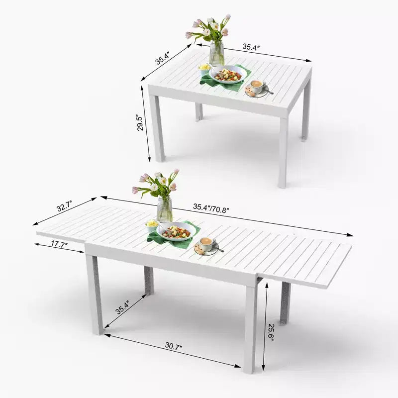 Okak Esstisch aus Aluminium, ausziehbarer Terrassentisch, Küchentisch für das Esszimmer