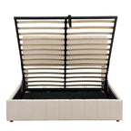 Polsterbett in Queen-Size-Größe mit hydraulischem Stauraumsystem – Beige
