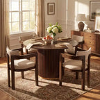 Christopher Knight Home Shankar moderne ronde eettafelset met 5 delen en stoelen met bekleding van rubberhout