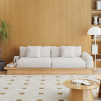 JASIWAY nowoczesna sofa z litego drewna tapicerowana bawełną i lnem