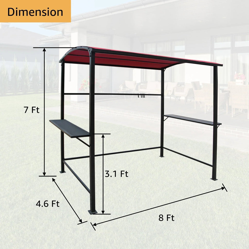 Grillpavillon mit Stahlrahmen, 5 x 8 Fuß, für den Außenbereich, Überdachung und Grillunterstand