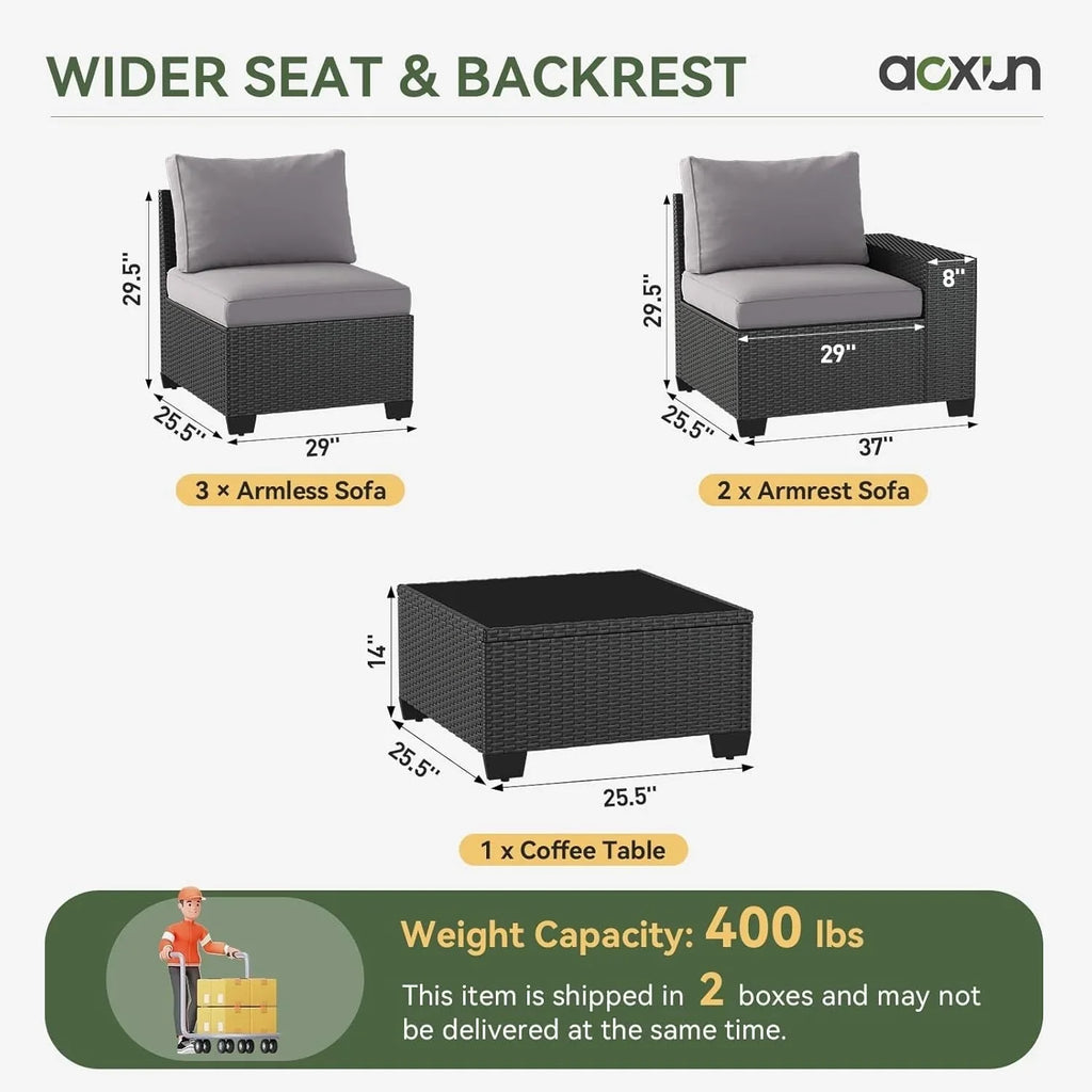 Ensemble de mobilier de terrasse extérieur avec coussins épaissis de 10 cm
