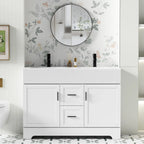 Wavy Line Badezimmermöbel-Set mit Waschbecken und Wasserhahn, 30/36/48 Zoll
