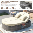Letto prendisole da esterno per patio, daybed per 2 persone con cuscini e guanciali