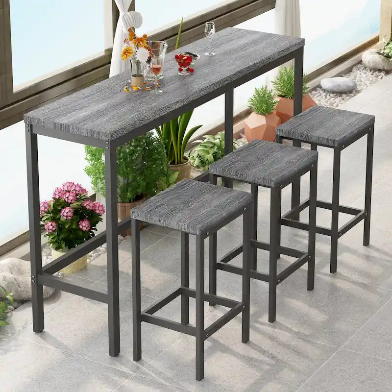Bistrotisch-Set mit 3 Hockern