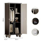 Armoire de rangement de garage à roulettes avec panneau perforé, armoire métallique verrouillable de 72 pouces de hauteur avec 2 portes et 4 étagères réglables pour atelier de garage