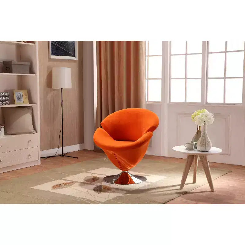 Manhattan Comfort sada 4 otočných akcentových židlí Tulip oranžová/žlutá: sametové čalounění, bez nutnosti montáže