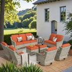 Ensemble de conversation de mobilier de patio extérieur XIZZI en 9 pièces avec fauteuil pivotant