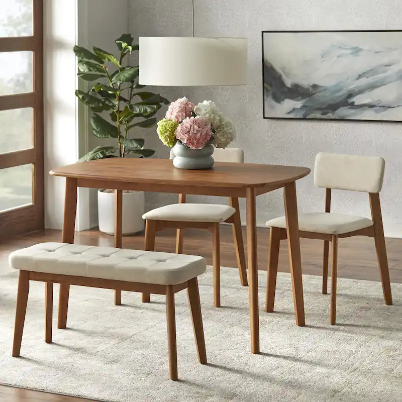 Čtyřdílný jídelní set Nettie z masivního dřeva Simple Living