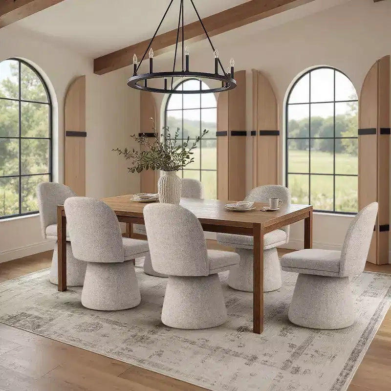 Ensemble de 6 chaises de salle à manger modernes pivotantes à 360°, sans accoudoirs, avec piètement de style piédestal, chaises d’appoint élégantes pour la cuisine, la salle à manger ou le bureau -Panipeachy