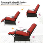 Cadeira reclinável ajustável de exterior, sofá de descanso com almofada - 38 (D) x 26.5 (W) x 38.5 (H) POLEGADAS