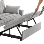 Sofá-cama de 2 lugares 4 em 1 com braços e bolsos de arrumação, sofá-cama extraível multifunções com encosto ajustável