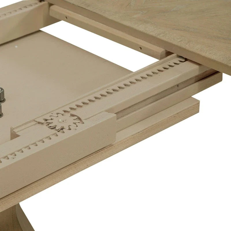 Mesa de jantar redonda com pé central Magnolia Manor e extensões - 2 acabamentos