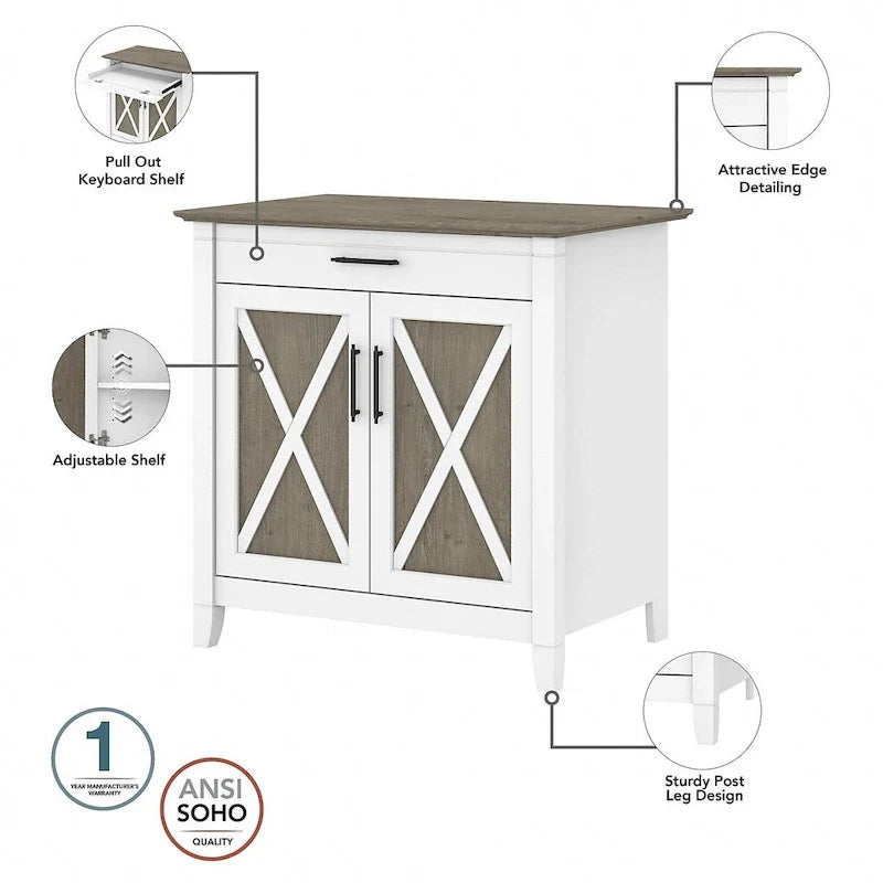 Sekretářský stůl Key West s úložnou skříňkou od Bush Furniture