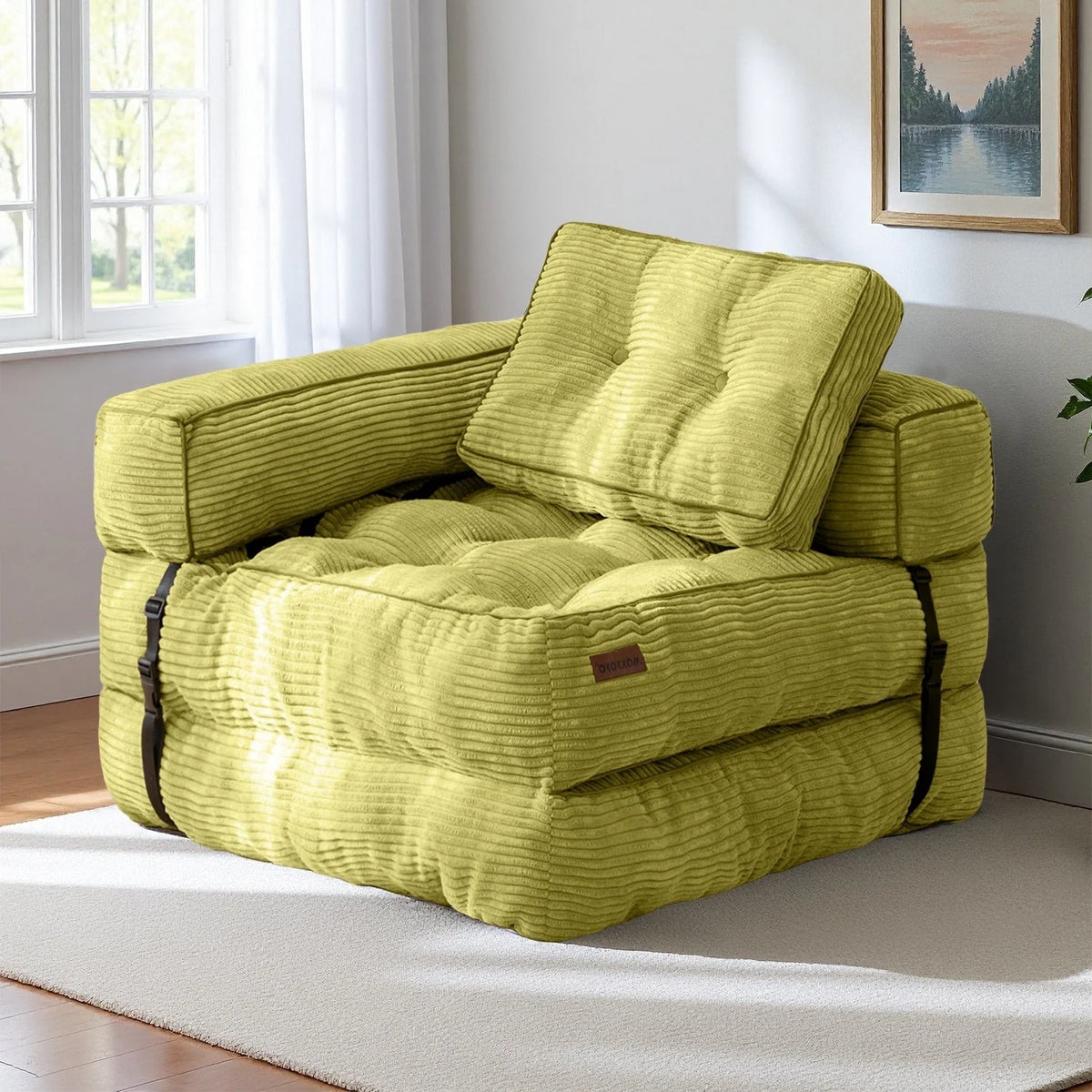 Składana sofa z funkcją spania, narożna sofa podłogowa w kształcie litery L