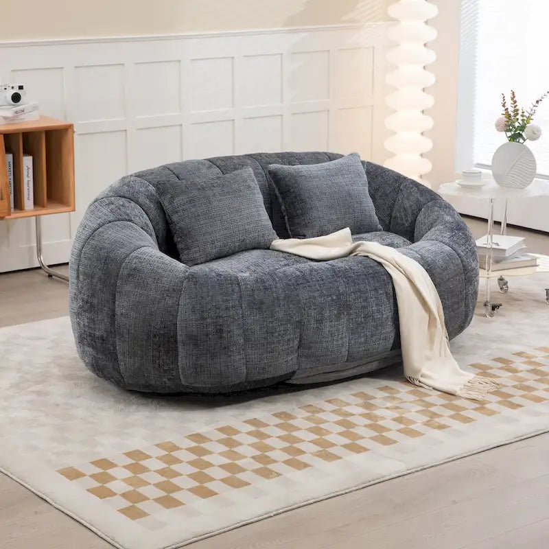 GDFStudio - Sofá descontraído Laurel em chenille para 2 pessoas, com espuma de alta densidade e conforto extra