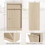 Kippbarer Mülleimer aus natürlicher Eiche, Mülleimer mit Stauraum und Schublade, versteckter Müllschrank, Wäschekorb für Küche, Esszimmer und Wohnzimmer