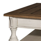 Mesa de apoio Morgan Creek em branco antigo com escovado de arame e detalhes de tabaco