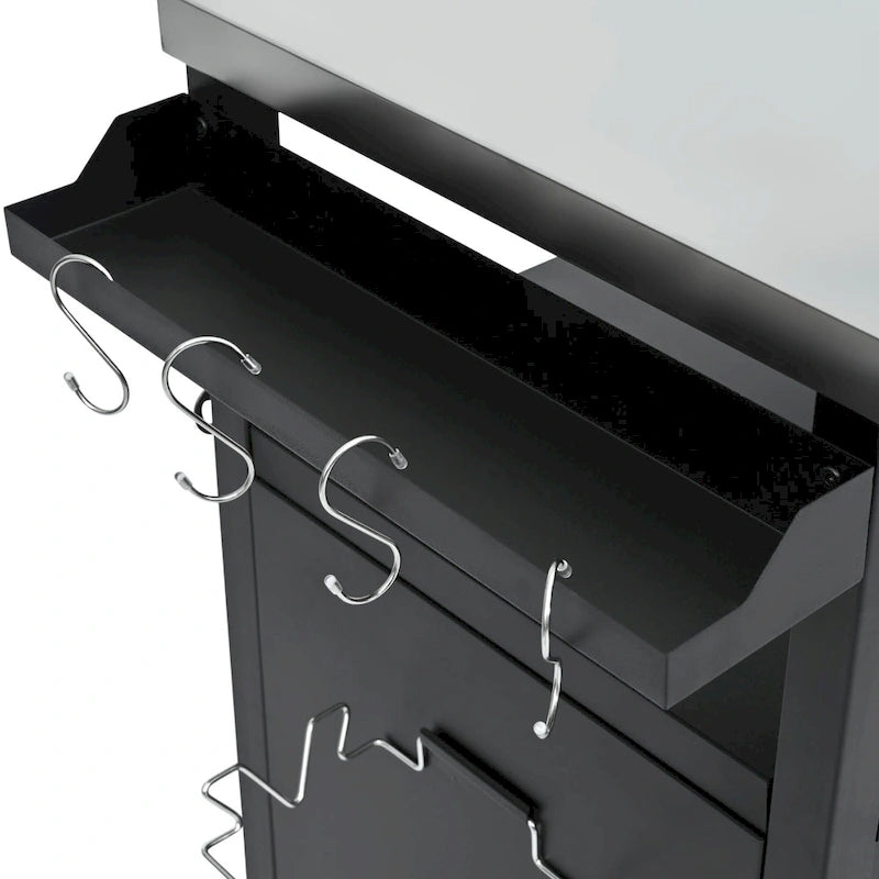 Isola da cucina per esterni con piano in acciaio inox, tavolo carrello per barbecue in metallo con mobiletto contenitore - N/A