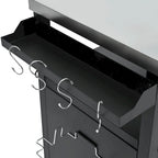 Isola da cucina per esterni con piano in acciaio inox, tavolo carrello per barbecue in metallo con mobiletto contenitore - N/A