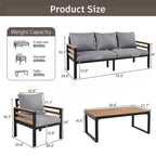 Conjunto de sofá de exterior com 4 peças