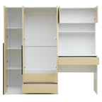 3-in-1-Kleiderschrank mit Schminktisch, Schreibtisch-Set, Schlafzimmerschrank mit 2 Schubladen, 3 Türen und Stauraum