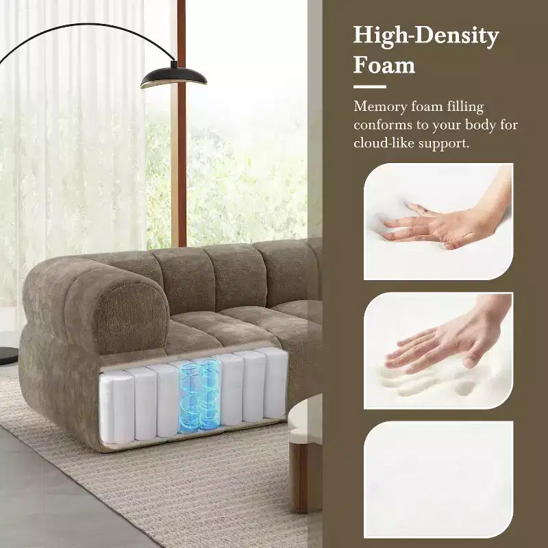 Divano componibile moderno a L Christopher Knight Home Keri 122 in schiuma ad alta densità con schienale basso