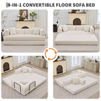 4-in-1-Schlafsofa, 79 Zoll rahmenlose Faltbodenmatratze aus Cord mit Kissen, ohne Montage, Loveseat für kleine Wohnungen